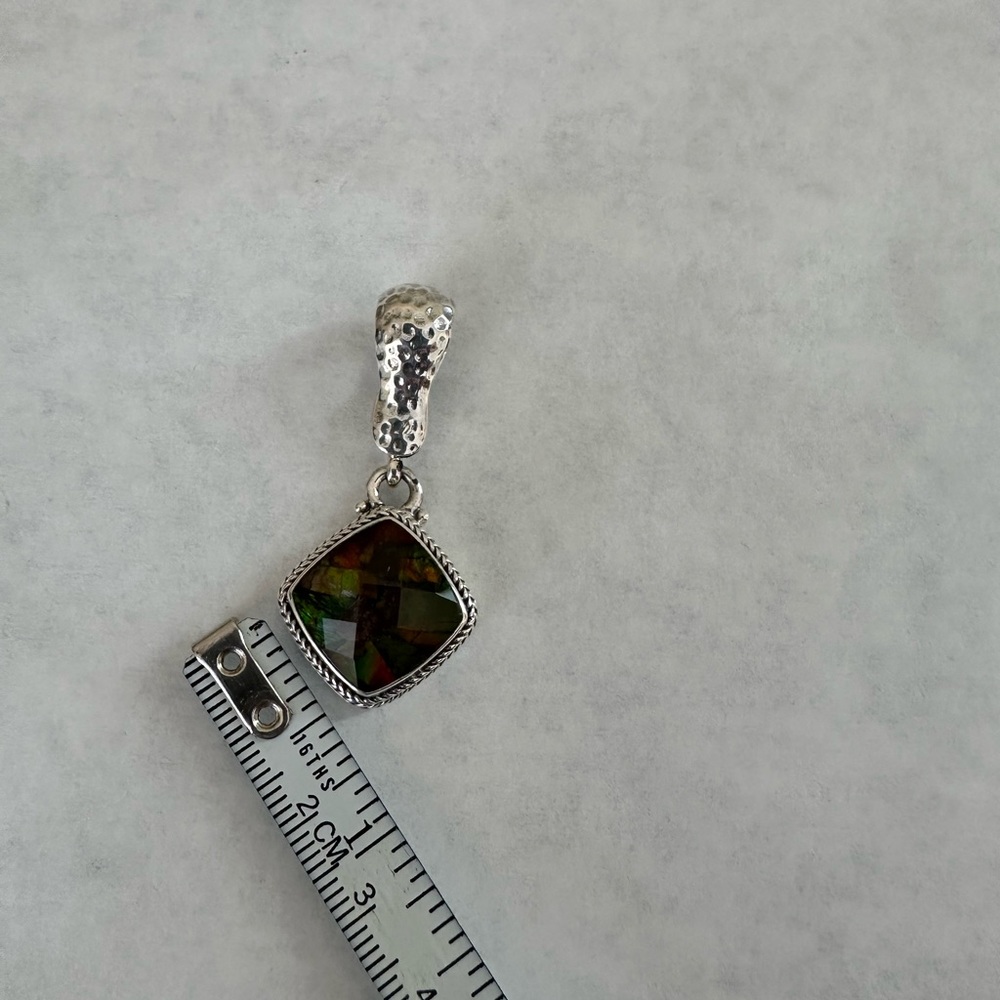 Sarda Ammolite Silver Enhancer. 1.75” drop. .75” wide. - Picture 9 of 11